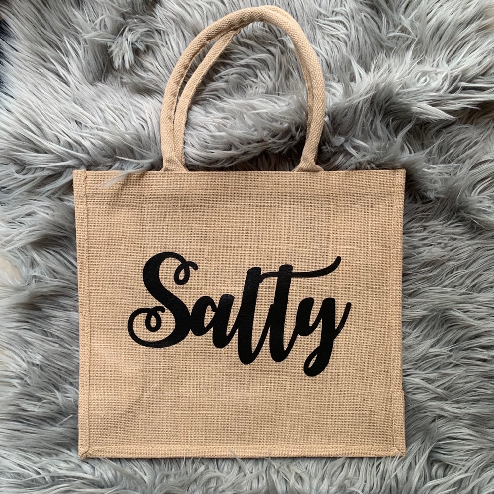 Salty Jute Burlap Tote Beach Bag